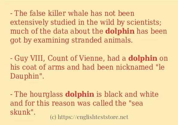 Some in-sentence examples of dolphin