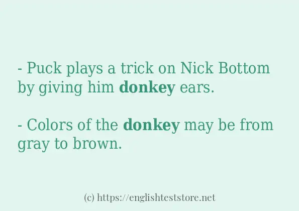 Some in-sentence examples of donkey