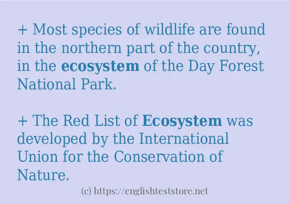 Some in-sentence examples of ecosystem