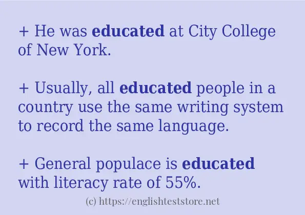 Some in-sentence examples of educated