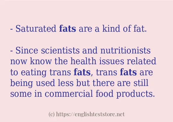 Some in-sentence examples of fats