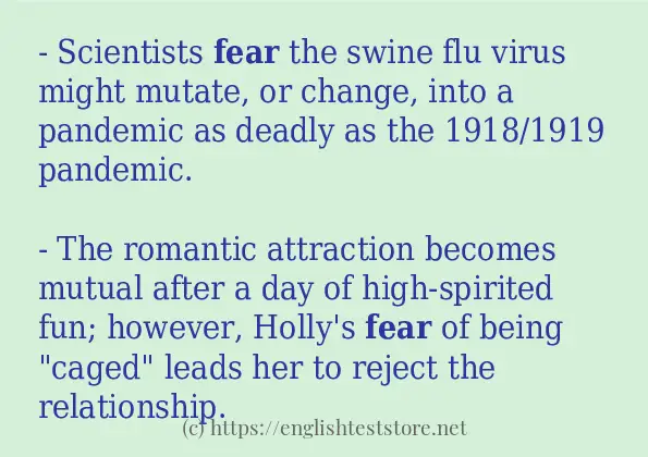 Some in-sentence examples of fear