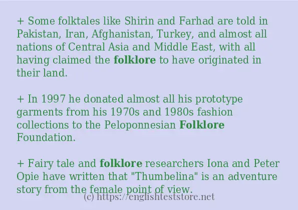 Some in-sentence examples of folklore