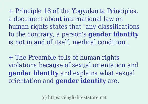 Some in-sentence examples of gender identity