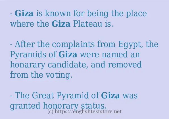 Some in-sentence examples of giza