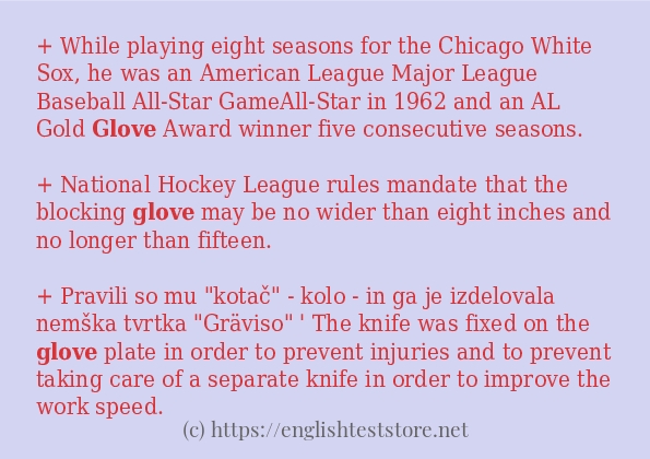 Some in-sentence examples of glove