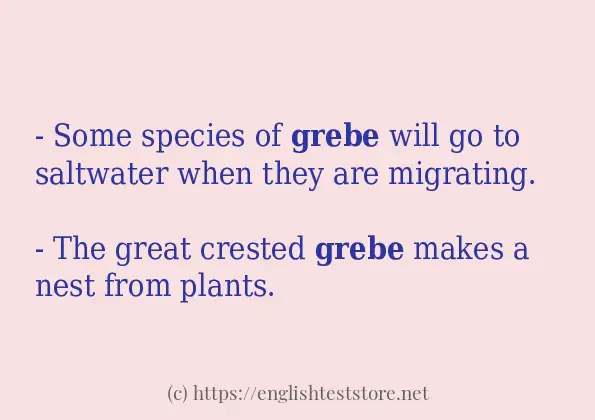 Some in-sentence examples of grebe