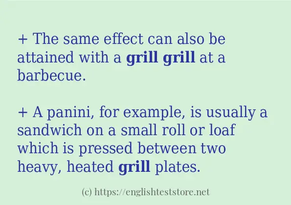 Some in-sentence examples of grill