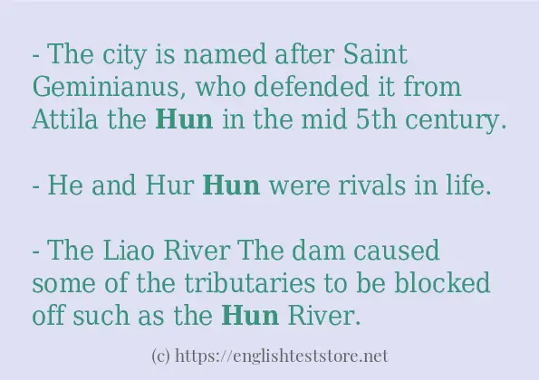 Some in-sentence examples of hun