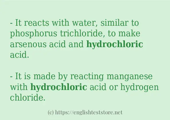 Some in-sentence examples of hydrochloric