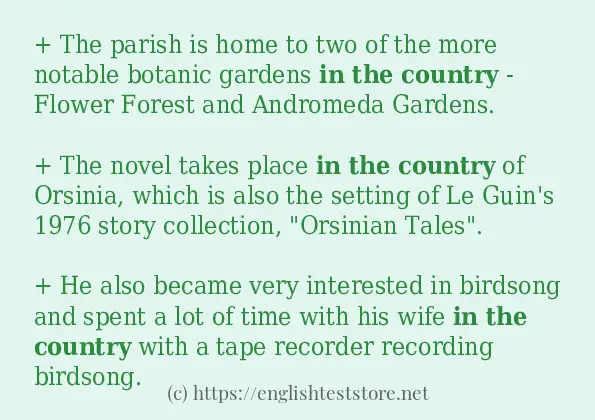 Some in-sentence examples of in the country