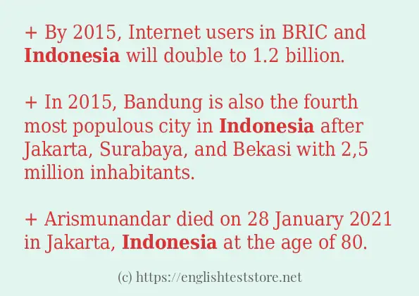 Some in-sentence examples of indonesia