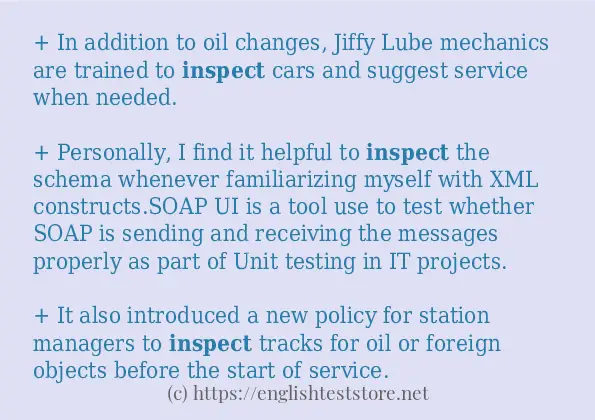 Some in-sentence examples of inspect