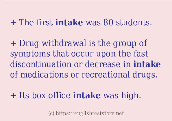 Some in-sentence examples of intake