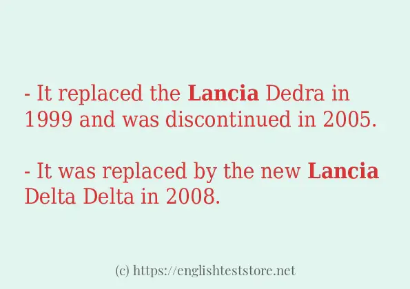 Some in-sentence examples of lancia