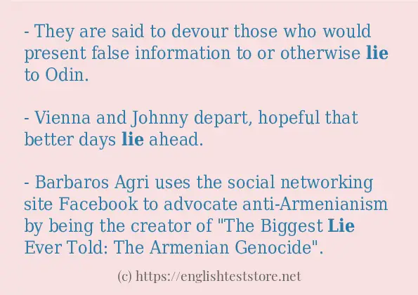 Some in-sentence examples of lie