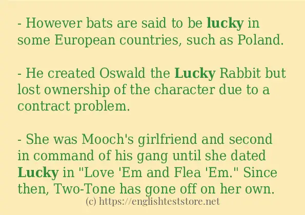 Some in-sentence examples of lucky