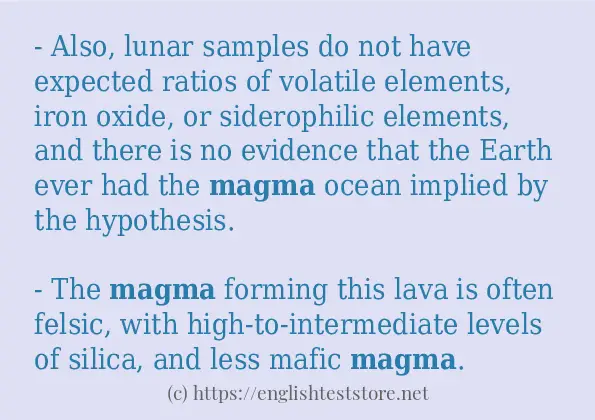 Some in-sentence examples of magma