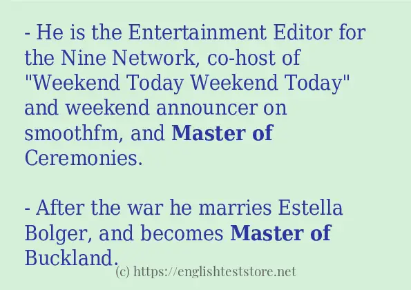Some in-sentence examples of master of