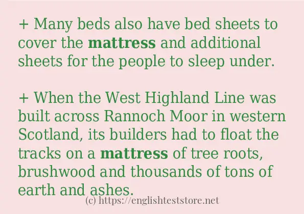 Some in-sentence examples of mattress