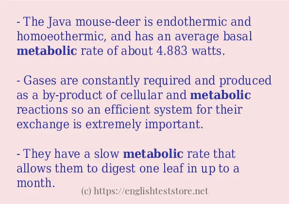 Some in-sentence examples of metabolic
