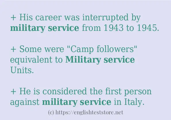 Some in-sentence examples of military service