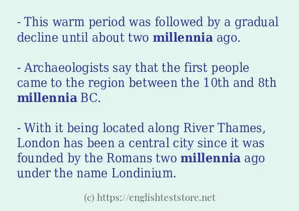 Some in-sentence examples of millennia