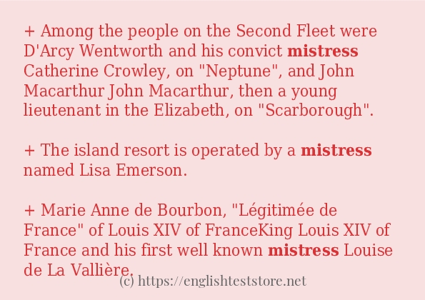 Some in-sentence examples of mistress
