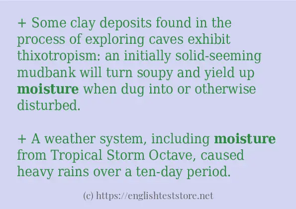 Some in-sentence examples of moisture