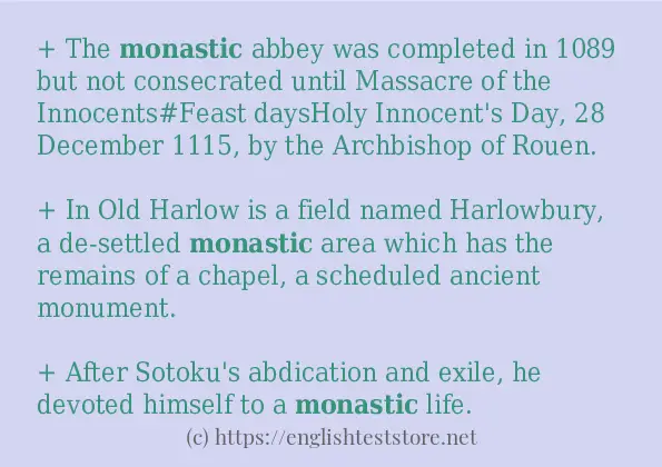Some in-sentence examples of monastic