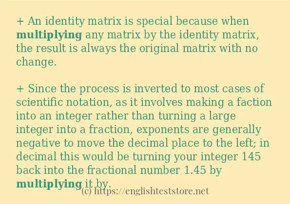 Some in-sentence examples of multiplying