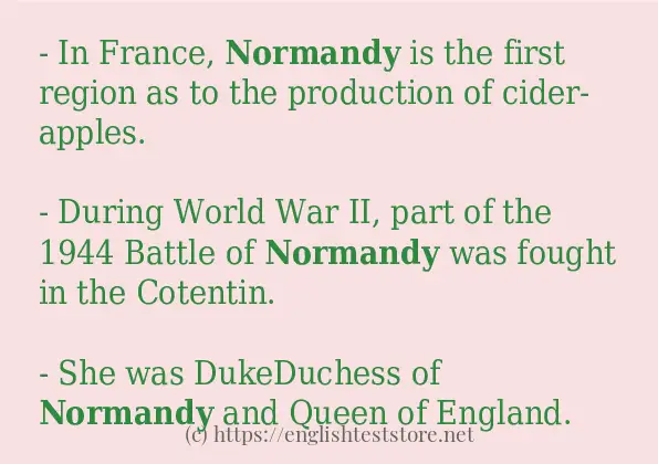 Some in-sentence examples of normandy