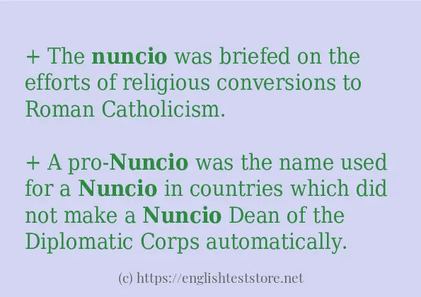 Some in-sentence examples of nuncio
