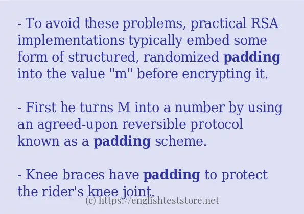 Some in-sentence examples of padding