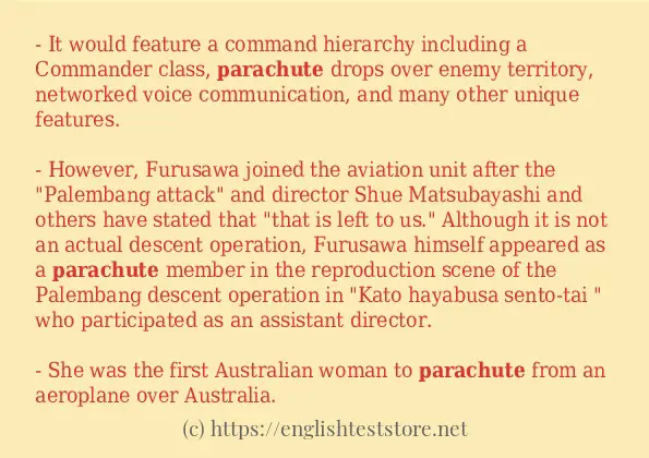 Some in-sentence examples of parachute