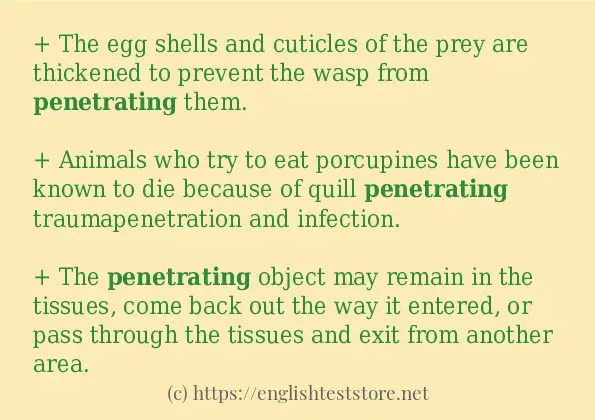 Some in-sentence examples of penetrating