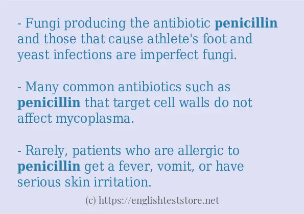 Some in-sentence examples of penicillin