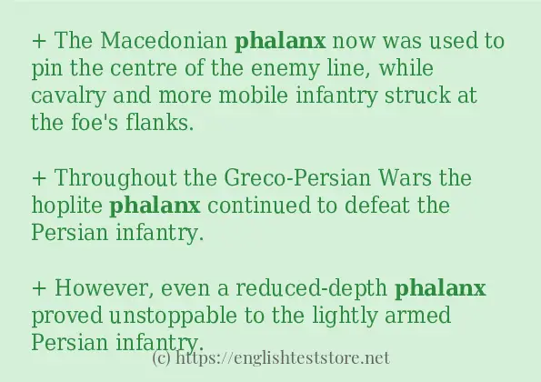 Some in-sentence examples of phalanx