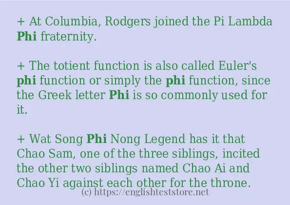 Some in-sentence examples of phi