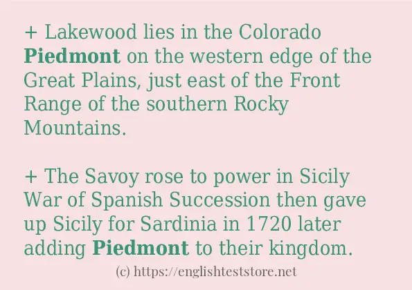 Some in-sentence examples of piedmont