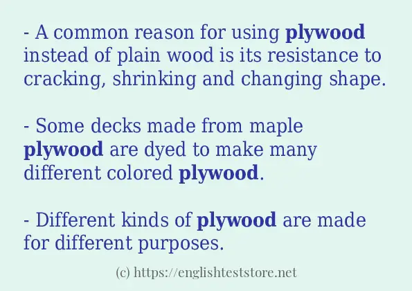 Some in-sentence examples of plywood