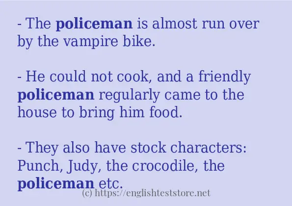 Some in-sentence examples of policeman