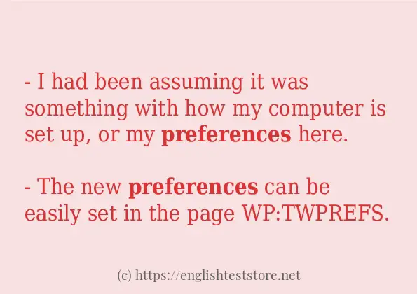 Some in-sentence examples of preferences