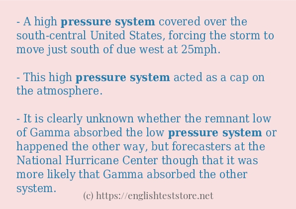 Some in-sentence examples of pressure system