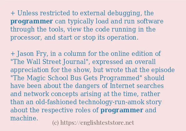 Some in-sentence examples of programmer