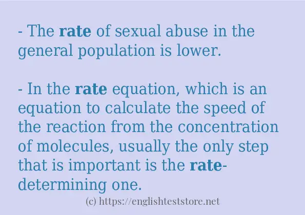 Some in-sentence examples of rate