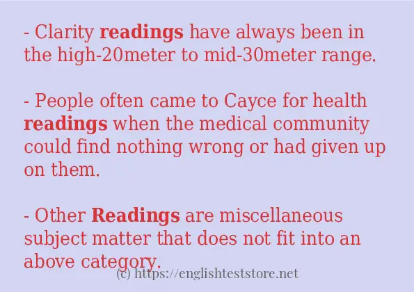 Some in-sentence examples of readings