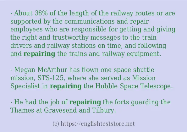 Some in-sentence examples of repairing