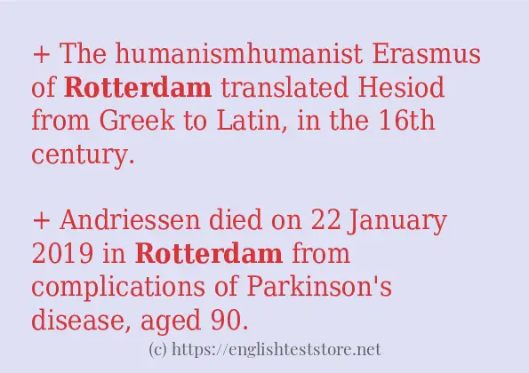 Some in-sentence examples of rotterdam