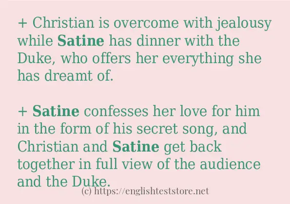 Some in-sentence examples of satine Some in-sentence examples of satine